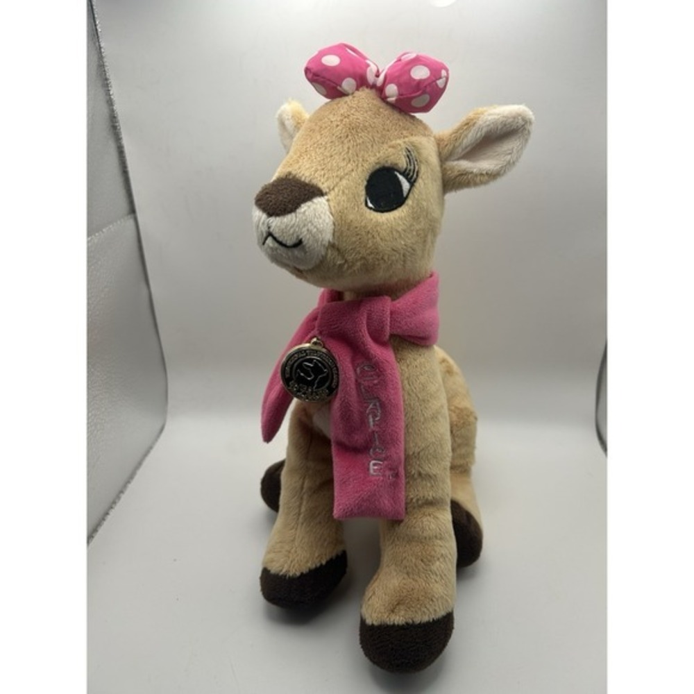 Rudolph Reindeer Clarice Pink Scarf & Bow Plush‎ Stuffed Animal Golden Coin Toy